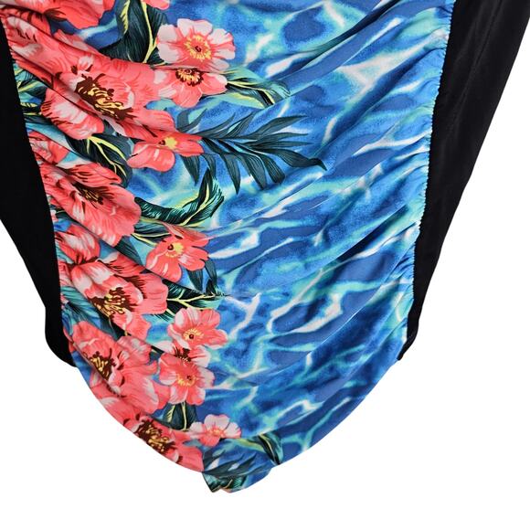 Torrid Swimsuit One Piece Swimsuit Women 3X D-DD Blue Black Strappy Swimsuit NEW - Picture 3 of 11